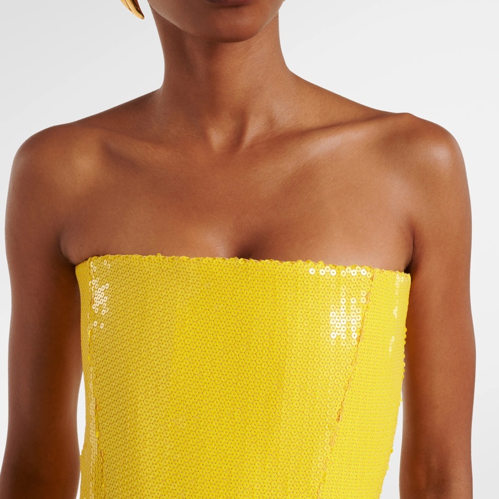 Alex Perry Strapless Yellow Sequin Dress - Picture 4 of 5